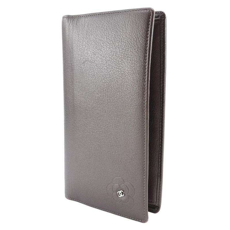 Chanel Camellia Coco Mark Leather Metallic Purple Long Wallet — view 2