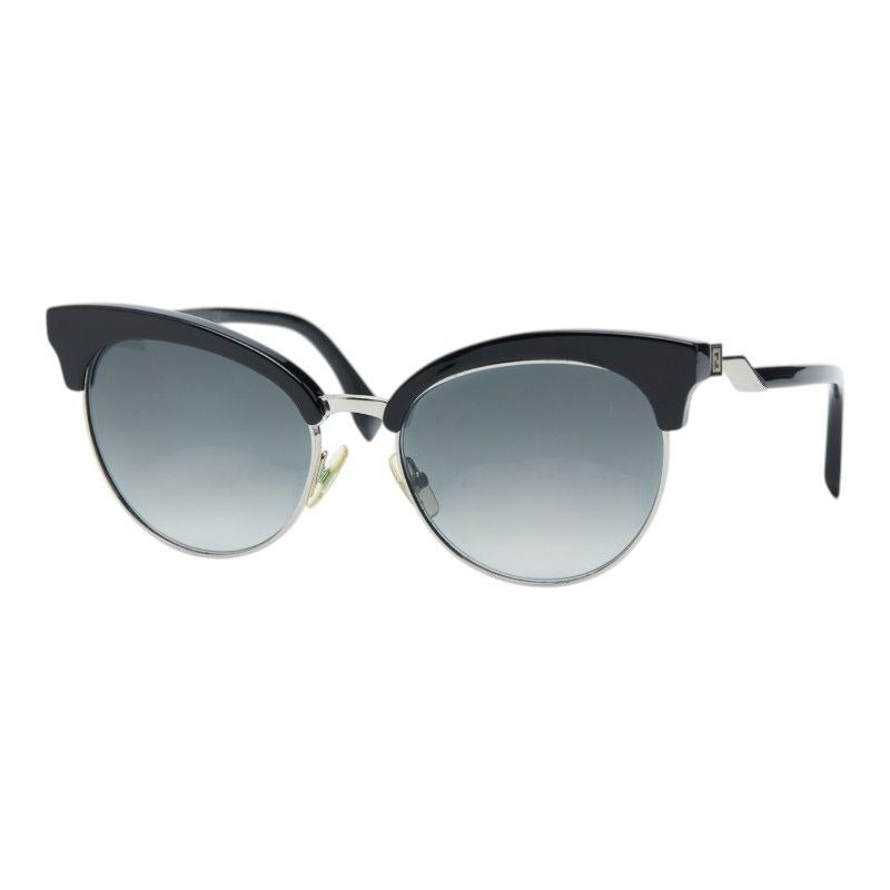 Fendi Logo Bro Type Cat Eye Sunglasses FF S Black Acetate Metal