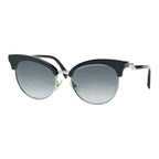 Fendi Logo Bro Type Cat Eye Sunglasses FF S Black Acetate Metal