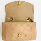 Chanel Diana Quilted Lambskin CC Logo Shoulder Bag Beige — view 7