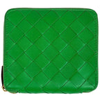 Bottega Veneta Intrecciato Wallet Zip Around Bifold Leather Green