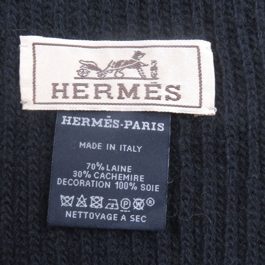 Hermes Wool Cashmere H Logo City Pocket Knit Scarf Stole — view 7