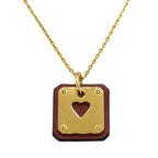 Hermes As De Coeur PM Heart Vorsift Gold Hardware Engraved Z Necklace