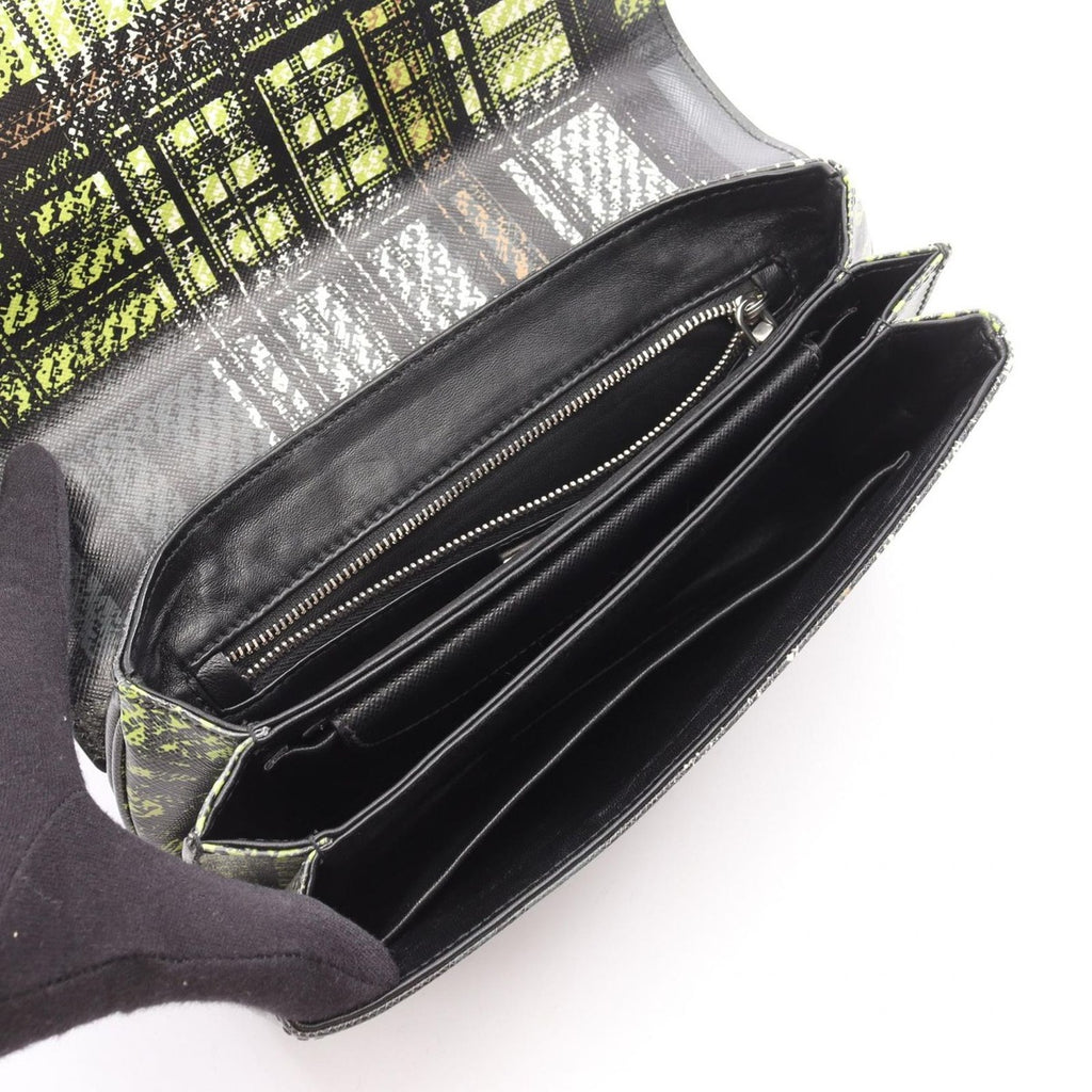 Prada Shoulder Bag Green Black Leather Chain — view 3