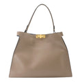 Fendi Large Tote Leather Gray Gold