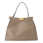 Fendi Large Tote Leather Gray Gold