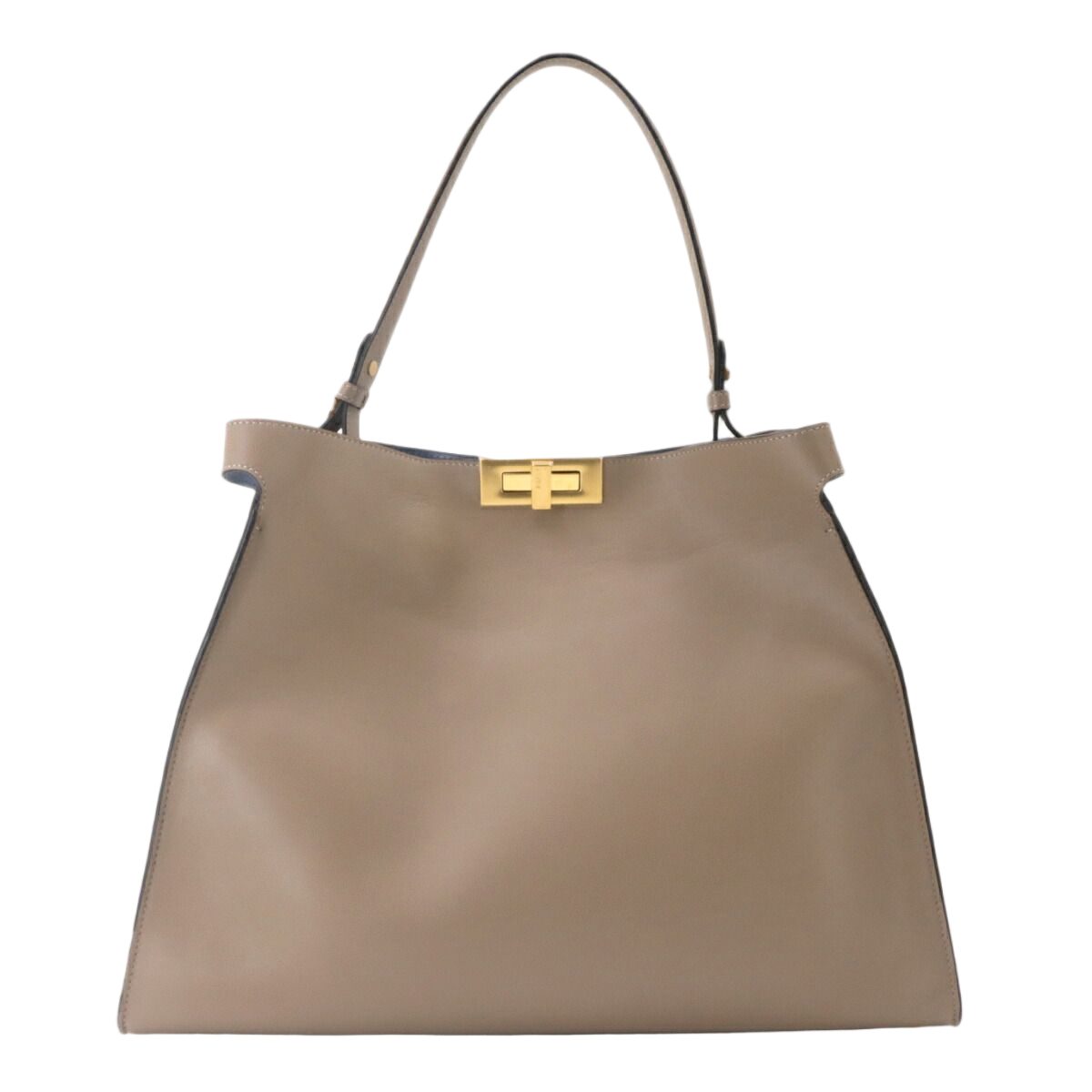Fendi Large Tote Leather Gray Gold