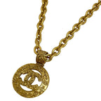 Chanel CC Logo Chain Necklace Long Round Gold Plated