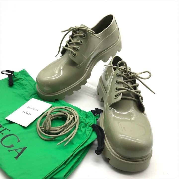Bottega Veneta Stride Rubber Lace Up Shoes Khaki