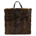 Loewe Fur Tote Leather Dark Brown Black