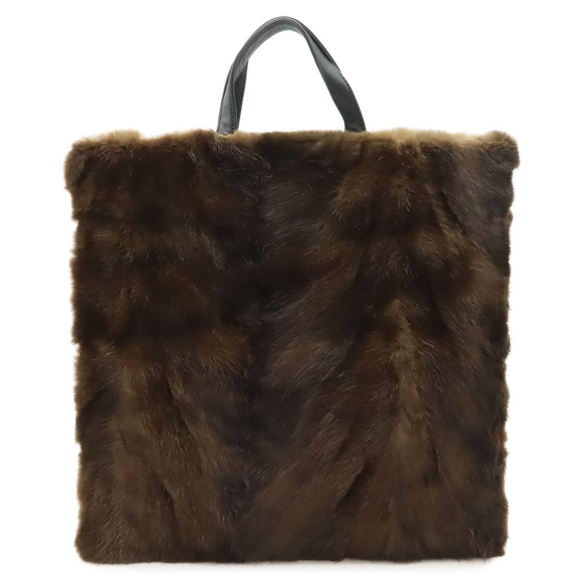 Loewe Fur Tote Leather Dark Brown Black