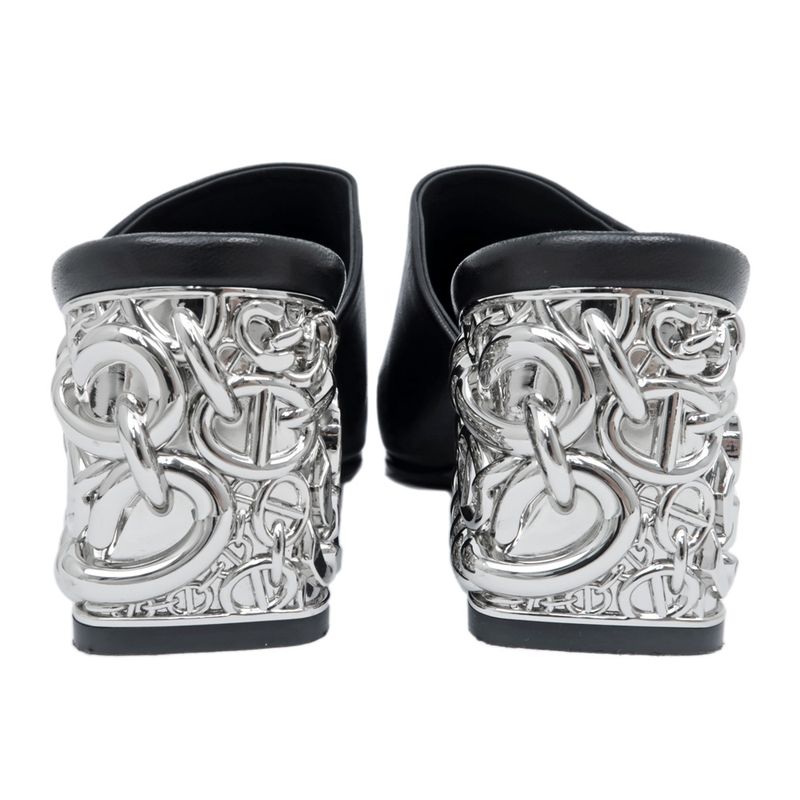 Hermes Sandals Glossy 60 BK Black Silver Size 38 Chaine D'ancre — view 5