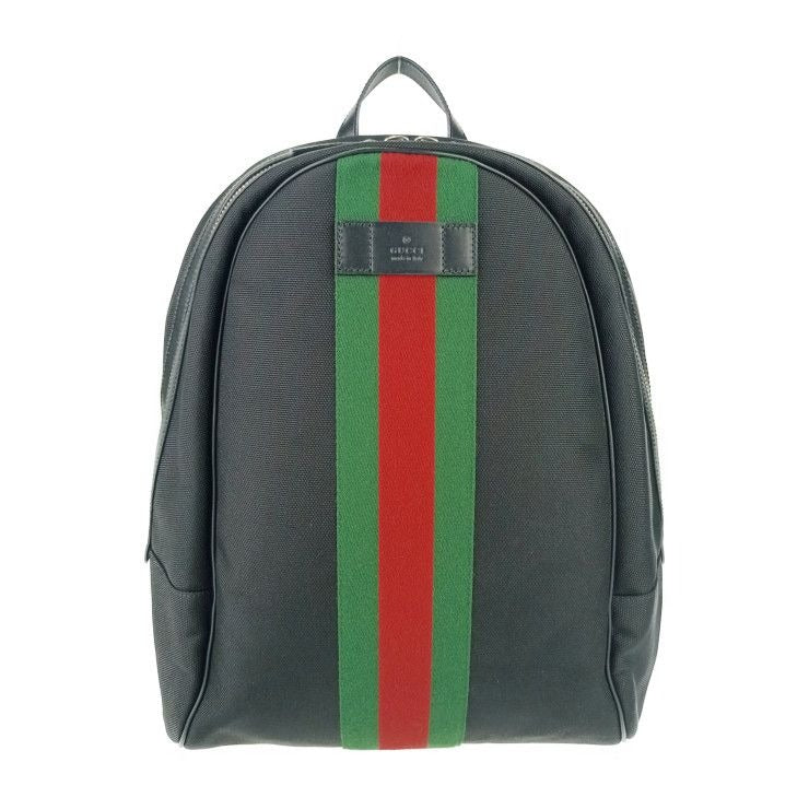 Gucci Backpack Sherry Line Black Silver Hardware Canvas
