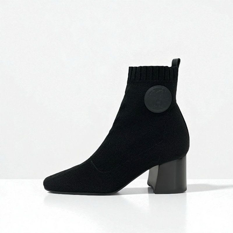 Hermes Volver Boots Short Shoes Fabric Leather Black Sock — view 3
