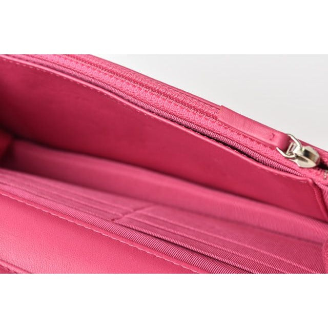 Chanel Chain Wallet Shoulder Bag Long Clutch Lambskin Pink Silver — view 5