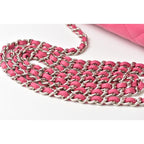 Chanel Chain Wallet Shoulder Bag Long Clutch Lambskin Pink Silver — view 6
