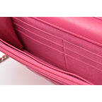 Chanel Chain Wallet Shoulder Bag Long Clutch Lambskin Pink Silver — view 8
