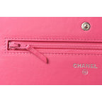 Chanel Chain Wallet Shoulder Bag Long Clutch Lambskin Pink Silver — view 9