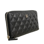 Chanel Wallet Quilted Caviar Leather Black Silver — view 2
