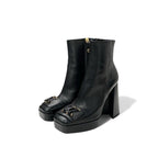 Louis Vuitton Shakeline Boots Short Shoes Leather Black Gold Logo Ankle