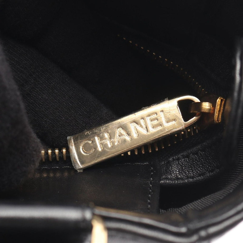 Chanel Tote Bag Chocolate Bar Black Lambskin Choco — view 5
