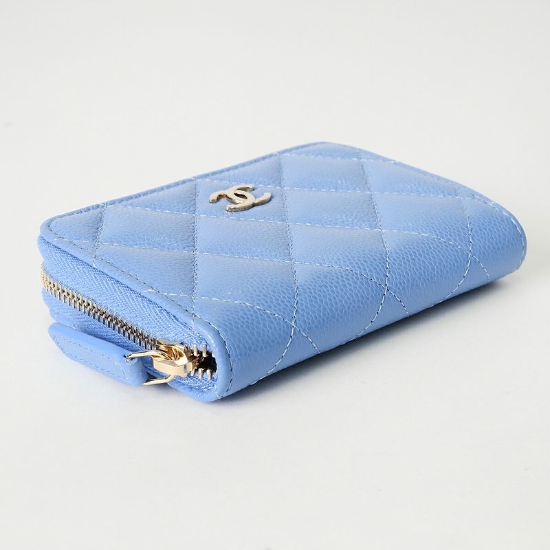Chanel Coin Case Classic Zip Purse Light Blue — view 3