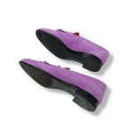 Hermes Royale Loafer Leather Shoes Suede Purple Moccasin Flat Hhardware — view 6