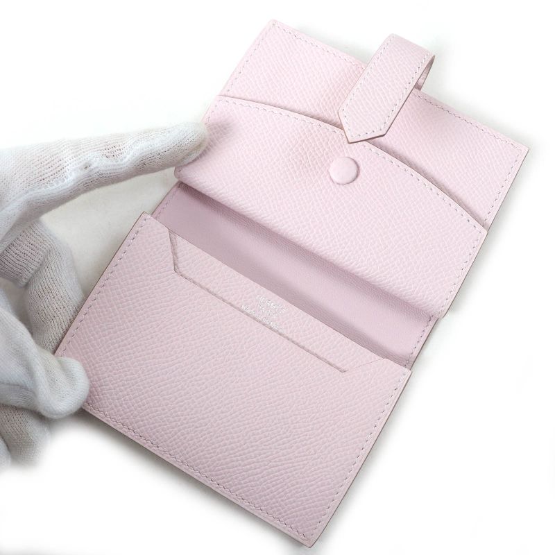 Hermes Bearn Mini Mauve Pere Silver Hardware Vaux Epson Compact Wallet Bifold — view 6