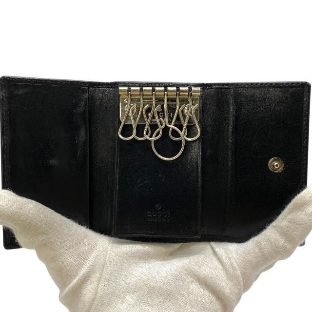 Gucci Interlocking G 6-Slot Key Case Hook Compact Leather Black — view 5