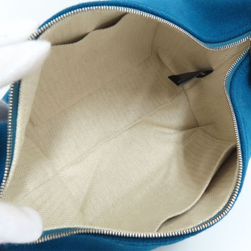 Hermes Brid A Black PM Cabas Le Bleu-paon Wool Pouch — view 6