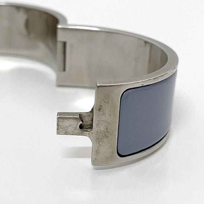 Hermes Bangle Click Clack Silver Light Blue Metal — view 6