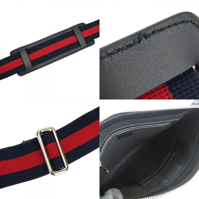 Gucci Shoulder Bag GG Supreme Canvas Black Gray Silver Hardware Tra — view 6