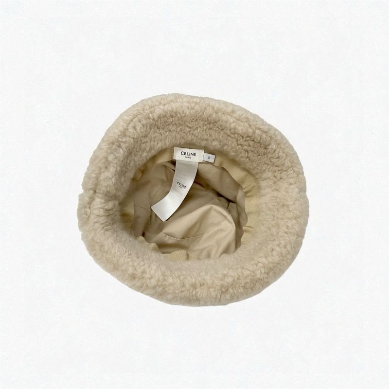 Celine Hat Cashmere Beige Triomphe Logo Bucket — view 4