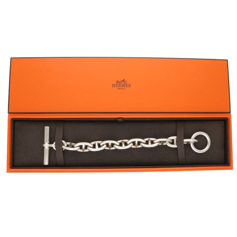 Hermes Chaine Dancre TGM Silver Bracelet 10 Link — view 6