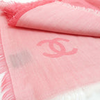 Chanel Shawl Cashmere Silk 120 200 cm Pink Logo Coco Mark — view 7