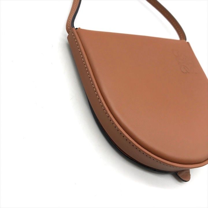 Loewe Heel Pouch Small Soft Calf Coin Card Case Shoulder Bag Crossbody Brown — view 5