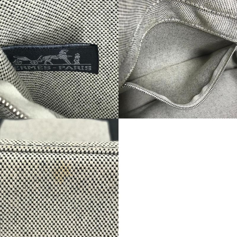 Hermes Handbag Sac Arne MM Toile Ash Black — view 9