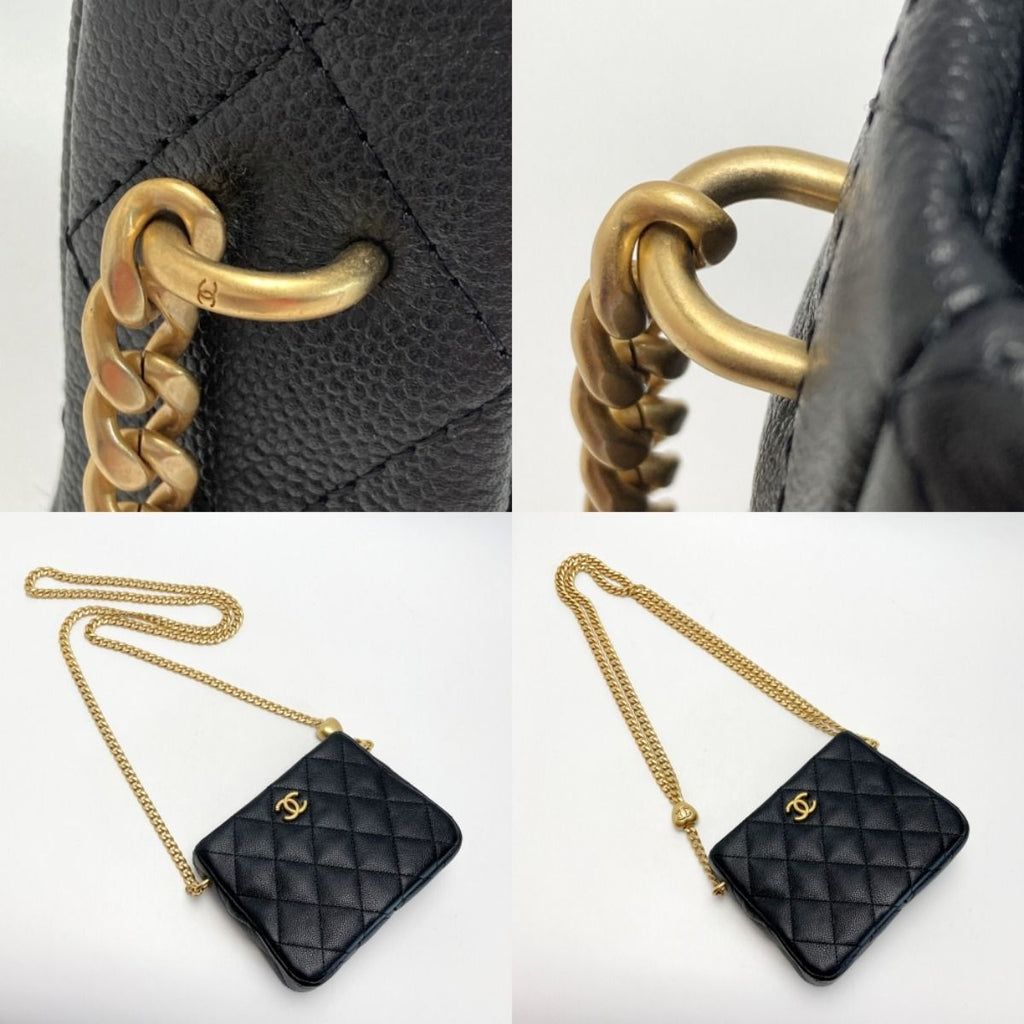 Chanel Coco Mark Quilted Chain Shoulder Bag As3830 Black Caviar Leather Heart — view 7