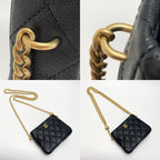 Chanel Coco Mark Quilted Chain Shoulder Bag As3830 Black Caviar Leather Heart — view 7