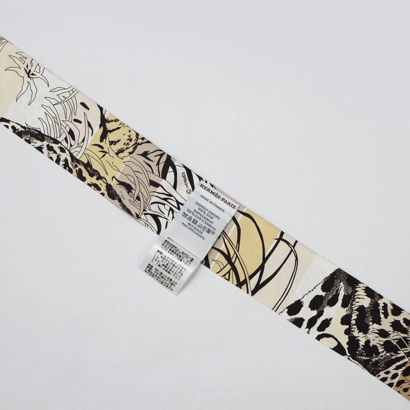 Hermes Twilly-jungle Love Rainbow Silk Leather Sheepskin Scarf Accessory — view 8