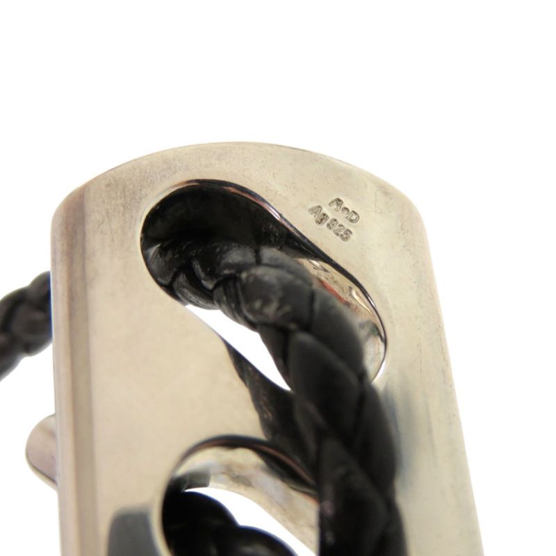 Hermes Leather Silver 925 Black Hardware Bracelet 1124 — view 6