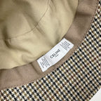 Celine Hat Wool Brown Logo Houndstooth Bucket — view 7