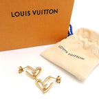 Louis Vuitton Book De Reuil Heart Fallen Love PM Earrings Gold Color GP — view 3