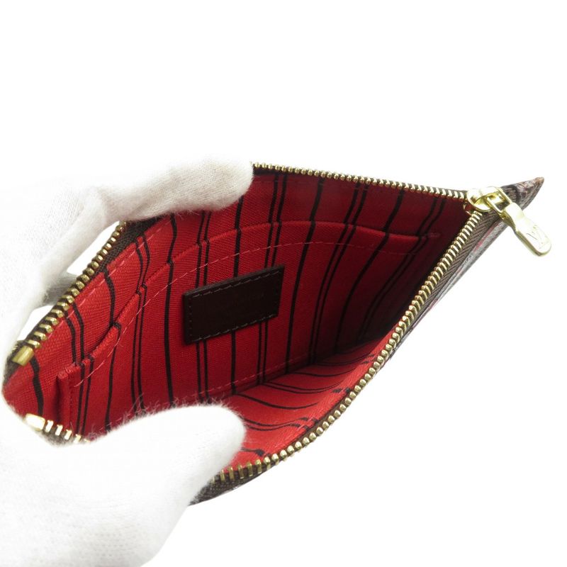 Louis Vuitton Damier Neverfull Pouch For PM Canvas Gold Hardware Brown — view 3