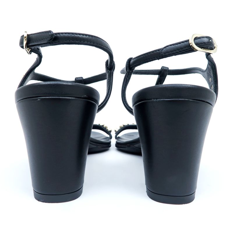 Chanel Strap Sandals Black 37 1 2 C Coco Mark — view 5