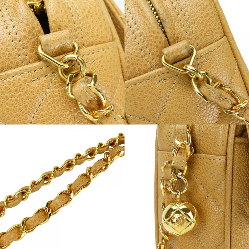 Chanel Shoulder Bag Quilted Caviar Leather Beige Gold Hardware 2 nd — view 4