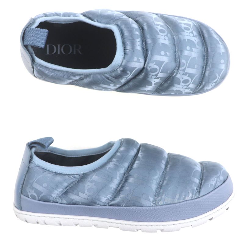 Dior Homme Nylon Leather Oblique Padet Snow Slipper Slip-on Blue Grey 41 — view 5