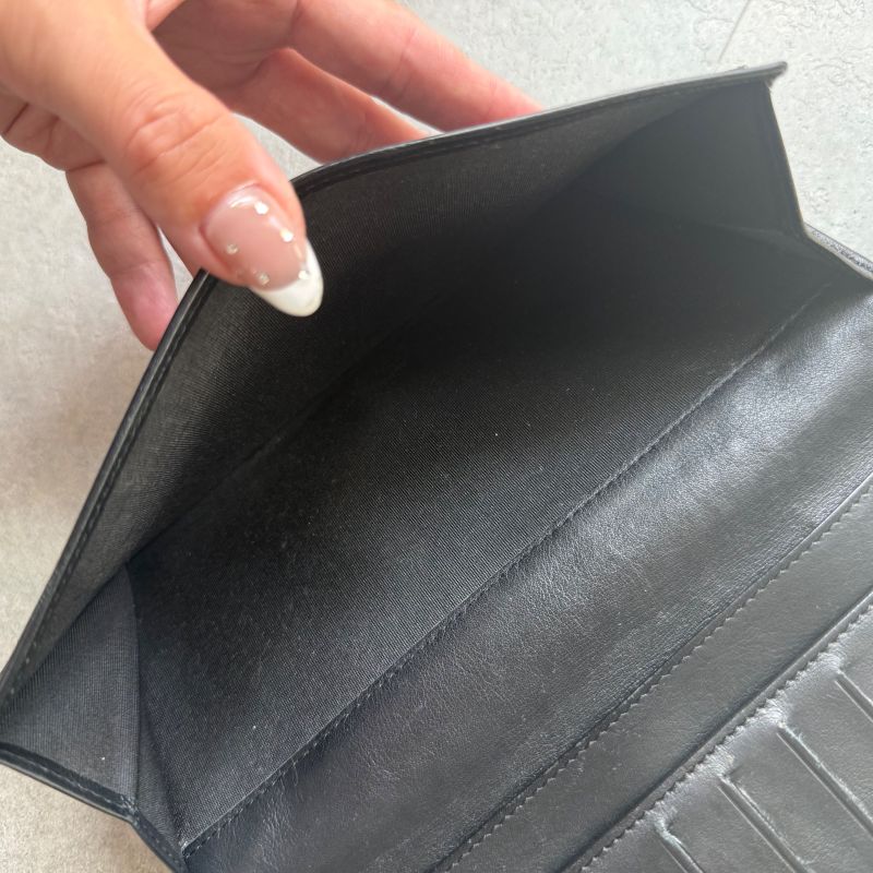 Chanel Bicolore Coco Mark Bifold Long Wallet W Hook Leather Quilted Black — view 9