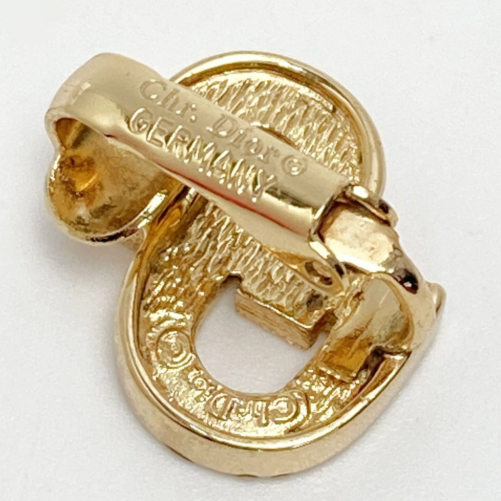Christian Dior CD Logo Rhinestone Earrings Gold GP Vintage — view 5
