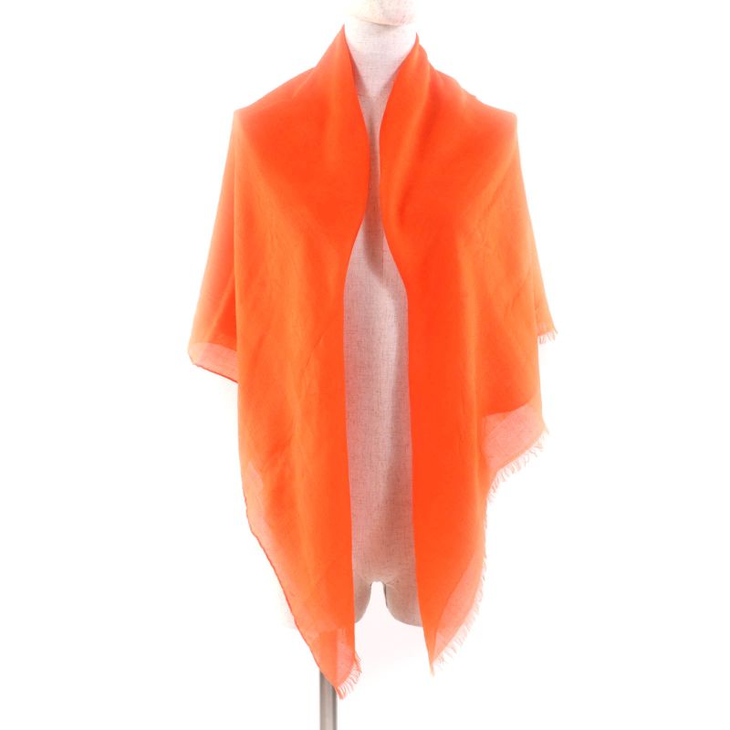 Hermes Carre 110 Cashmere Silk-blend Jacquard Serie Fringed Scarf Orange — view 3